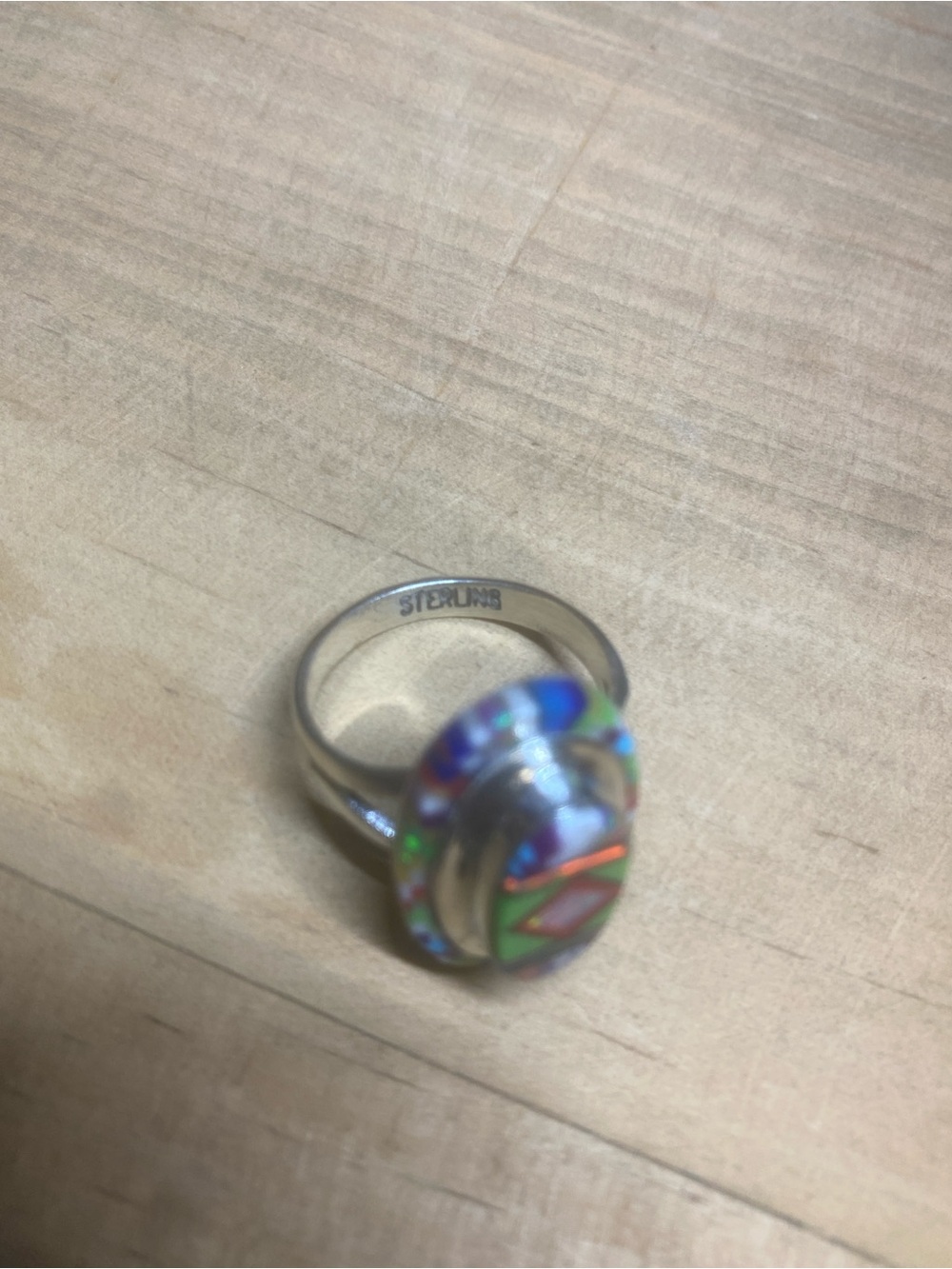 Zuni Jewelry Ring Sterling Silver Size 7 Ethnic Native American Inlay Gift Xmas - Picture 7 of 7